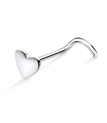 Heart Silver Curved Nose Stud NSKB-1213